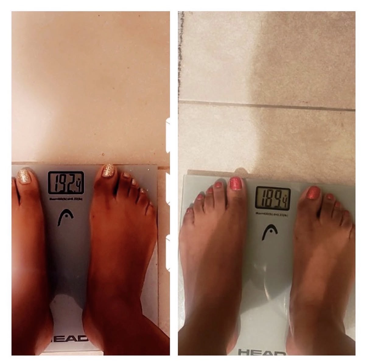 Client scale progress from 192 to 189 pounds